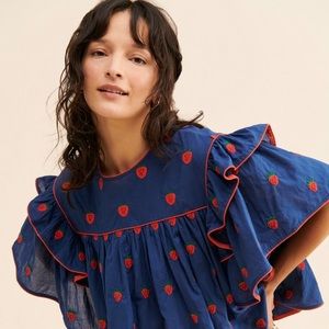 FARM Rio Strawberry Cross Stitch Top